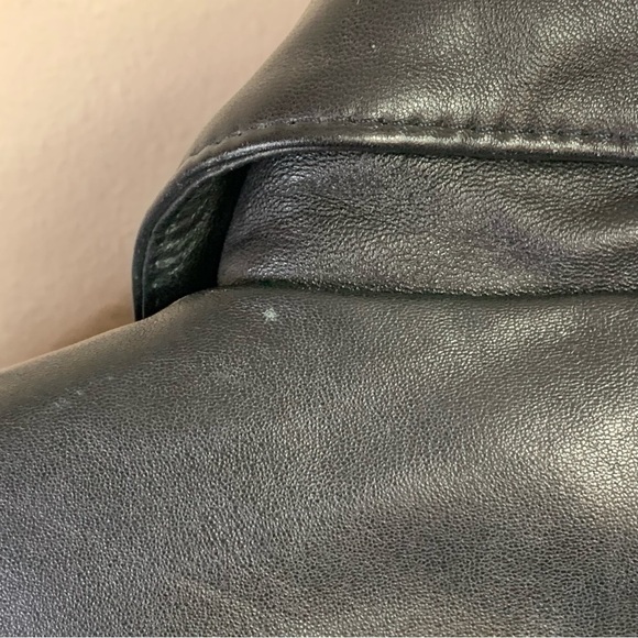 M Anjumun Vintage Leather Jacket Snap Closure Puff Sleeve Biker 90s Medium - Picture 7 of 8